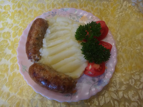 пюре с колбаской
